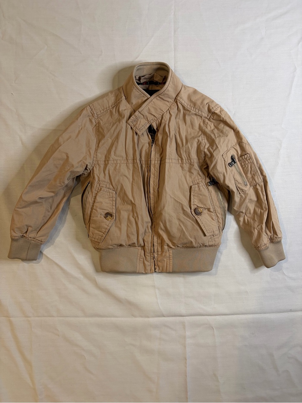 Unk Tan Bomber Jacket with Ribbed Trim
